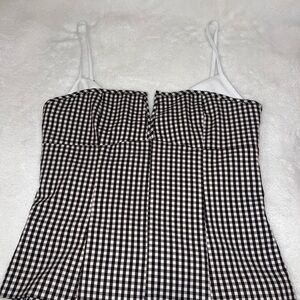 Zara Black and White Checkered Blouse